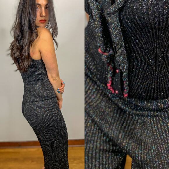 Parakian Black Glitter Cropped Jumpsuit - Picture 4 of 9